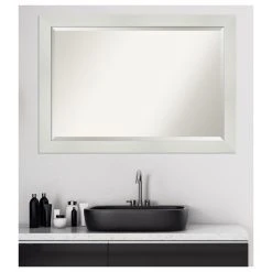 Amanti Art Mosaic White Beveled Bathroom Wall Mirror - 40.5 X 28.5 In. -Laural Home Shop 9471989d0d1d1b35 5260 w800 h800 b1 p0