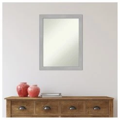 Amanti Art Vista Brushed Nickel Narrow Non-Beveled Bathroom Wall Mirror - 20.5 X 26.5 In. -Laural Home Shop 94f107de02bdddf9 5897 w800 h800 b1 p0