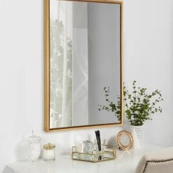 Uniek Evans Framed Floating Wall Mirror, Gold 24x36 10 Uniek Evans Framed Floating Wall Mirror, Gold 24x36 -Laural Home Shop 94f1df9d0fb410ae 5109 w800 h800 b0 p0