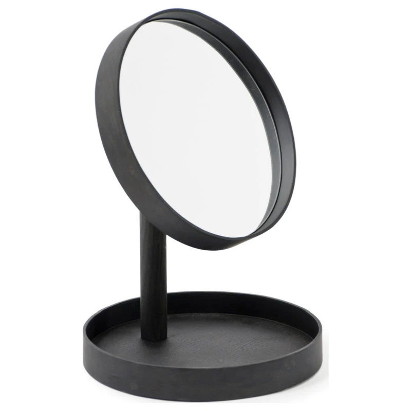 Coppice Oak Magnifying Vanity Mirror With Storage Tray | Wireworks Look, Dark Oak 4 Coppice Oak Magnifying Vanity Mirror With Storage Tray | Wireworks Look, Dark Oak - Image 2