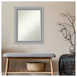 Amanti Art Peak Polished Nickel Narrow Petite Bevel Bathroom Wall Mirror 22.5 X 28.5 In. -Laural Home Shop 9591fba203b790f3 7736 w800 h800 b1 p0