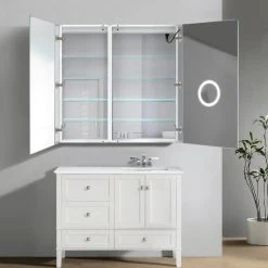 Krugg Reflections USA 42x42 Recessed Or Surface Mount Medicine Cabinet 8 Shelves, LED, Right -Laural Home Shop 95b19e36014e1f77 4344 w800 h800 b0 p0