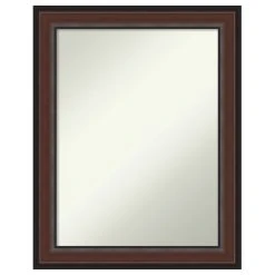 Amanti Art Harvard Walnut Non-Beveled Bathroom Wall Mirror - 22.5 X 28.5 In.