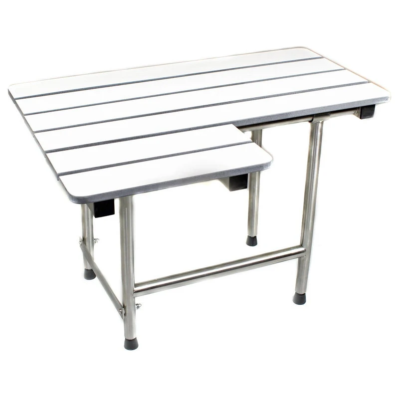 CSI Bathware Shower Seat With Swing Down Legs, White Phenolic Slatted, 28"x21, Right Hand 3 CSI Bathware Shower Seat With Swing Down Legs, White Phenolic Slatted, 28"x21, Right Hand