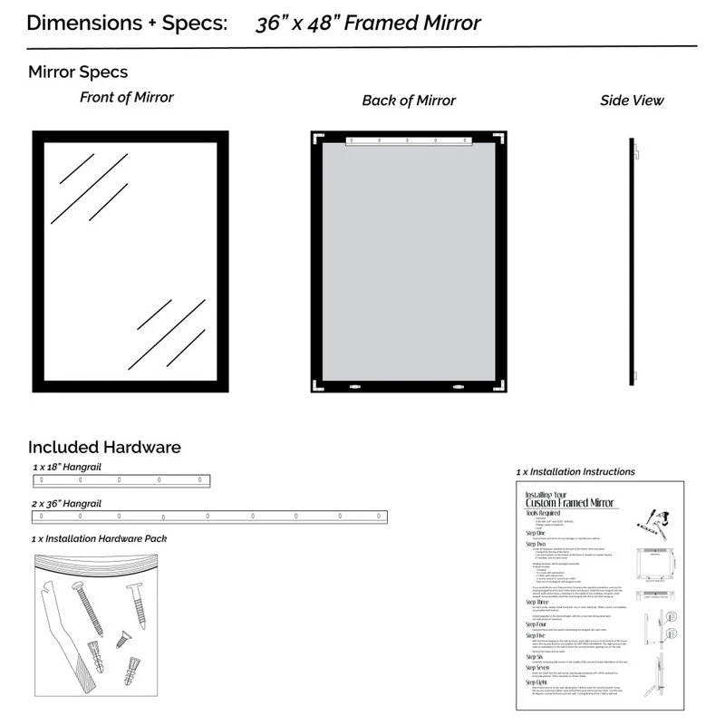 FrameMyMirror Morgan Framed Wall Mirror, Black, 36"x48" 14 FrameMyMirror Morgan Framed Wall Mirror, Black, 36"x48" - Image 12