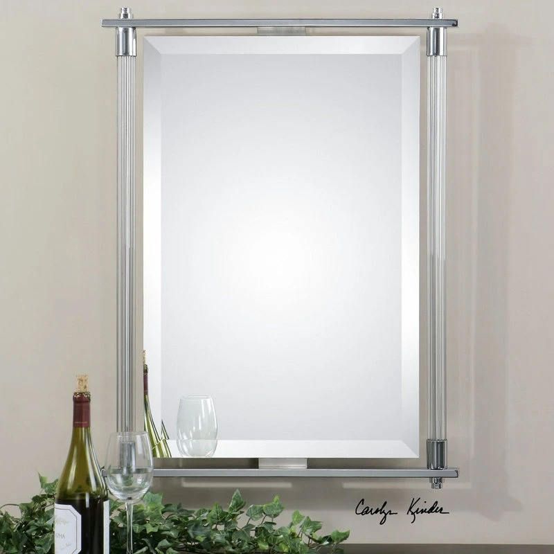 Uttermost 36" Designer Contemporary Glass Column Vanity Mirror, Silver 4 Uttermost 36" Designer Contemporary Glass Column Vanity Mirror, Silver - Image 2