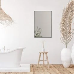 Altair Sassi Rectangle Bathroom/Vanity Aluminum Framed Wall Mirror, Matt Black, 24" -Laural Home Shop 9721f7da028610f6 4755 w800 h800 b0 p0