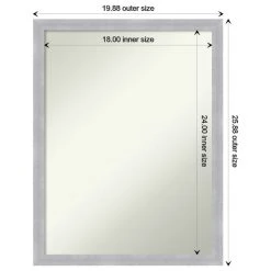 Amanti Art Grace Brushed Nickel Narrow Non-Beveled Bathroom Wall Mirror - 20 X 26 In. 14 Amanti Art Grace Brushed Nickel Narrow Non-Beveled Bathroom Wall Mirror - 20 X 26 In. -Laural Home Shop 9831e9ca02bddc76 6188 w800 h800 b1 p0