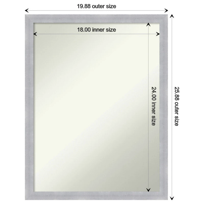 Amanti Art Grace Brushed Nickel Narrow Non-Beveled Bathroom Wall Mirror - 20 X 26 In. 6 Amanti Art Grace Brushed Nickel Narrow Non-Beveled Bathroom Wall Mirror - 20 X 26 In. - Image 4