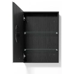 Coppice Wooden Bathroom Mirror Cabinet | Wireworks Magnifier, Black Oak