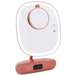Impressions Vanity Company Melody Square Duotone Makeup Mirror With Bluetooth Speakers, Rose Gold