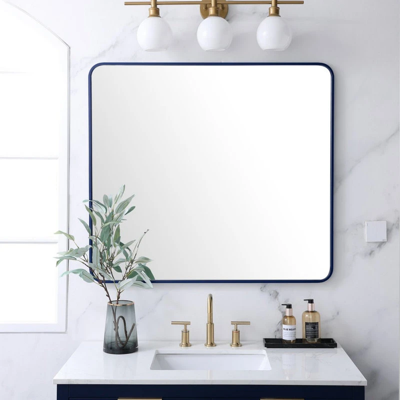 Elegant Furniture & Lighting Elegant Decor MR803640BL Soft Corner Metal Rectangular Mirror, 36"x40", Blue 4 Elegant Furniture & Lighting Elegant Decor MR803640BL Soft Corner Metal Rectangular Mirror, 36"x40", Blue - Image 2