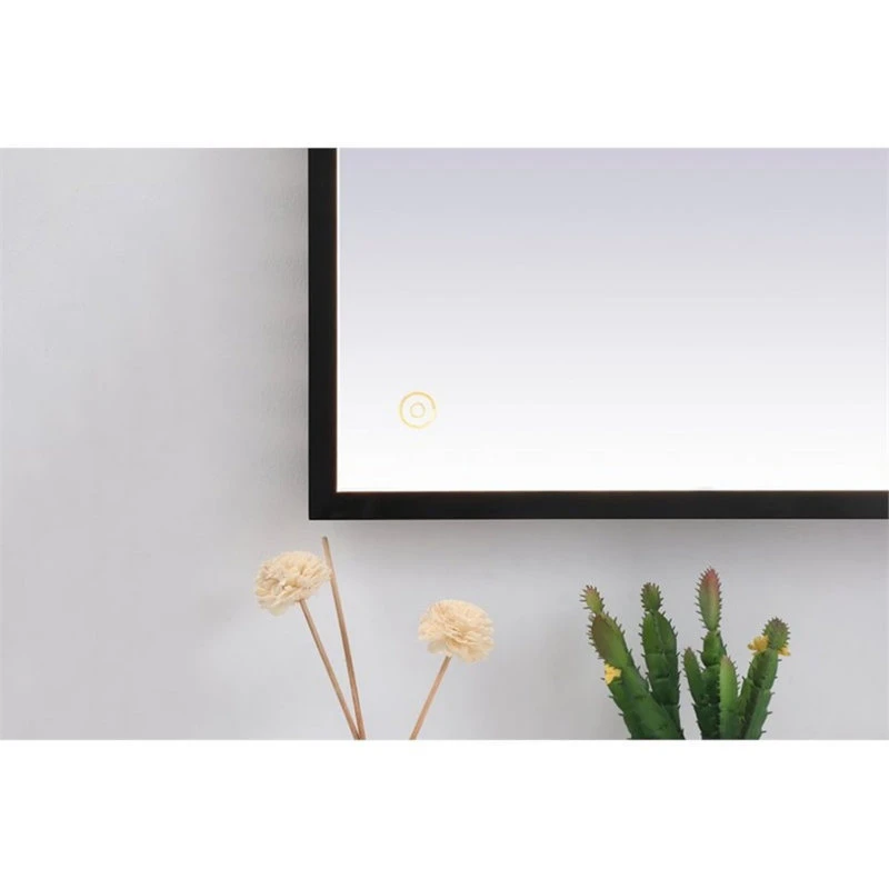 Elegant Furniture & Lighting Elegant Decor Pier 42x72" Modern Aluminum LED Mirror In Black 6 Elegant Furniture & Lighting Elegant Decor Pier 42x72" Modern Aluminum LED Mirror In Black - Image 4