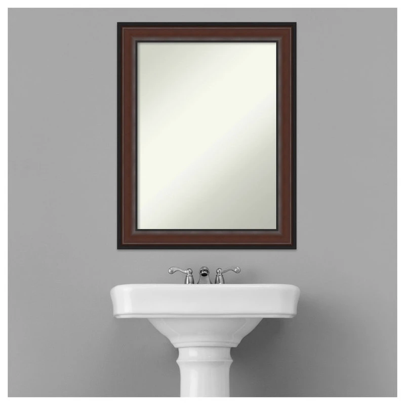 Amanti Art Harvard Walnut Non-Beveled Bathroom Wall Mirror - 22.5 X 28.5 In. 9 Amanti Art Harvard Walnut Non-Beveled Bathroom Wall Mirror - 22.5 X 28.5 In. - Image 7