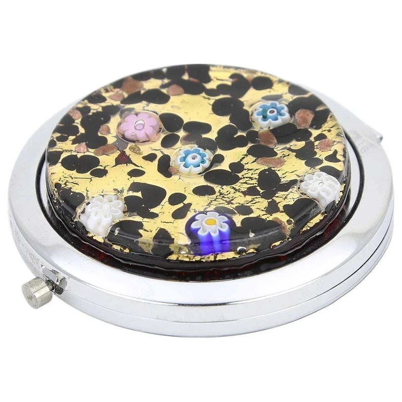 GlassOfVenice Murano Glass Millefiori Folding Compact Mirror - Gold Millefiori 5 GlassOfVenice Murano Glass Millefiori Folding Compact Mirror - Gold Millefiori - Image 3
