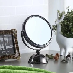 HomeRoots Vintage Pedestal Black 5X Magnification Vanity Mirror -Laural Home Shop 9c1171ed026c2f04 0872 w800 h800 b0 p0