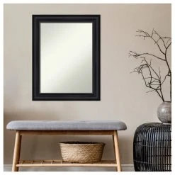 Amanti Art Astor Black Non-Beveled Bathroom Wall Mirror - 23 X 29 In. -Laural Home Shop 9c31954502bddc54 6150 w800 h800 b1 p0