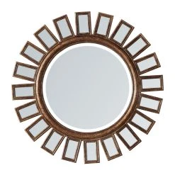 Vinnova Avellino 30" Circle Bathroom/Vanity Antique Brass Framed Wall Mirror