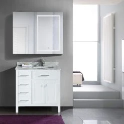 Krugg Reflections 42"x36" LED Medicine Cabinet, Dimmer/Defog, Makeup Mirror, And USB, Right Light -Laural Home Shop 9e31f5ad0c520f00 8590 w800 h800 b0 p0