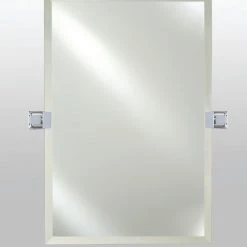 Afina Corporation Radiance Frameless Bevel Rectangle Mirror, Satin Brass, 16"x26", Matte Black