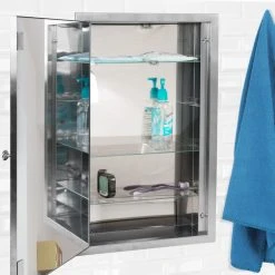 Head West, Inc. Head West Brushed Nickel Stainless Steel Medicine Cabinet, 16x26" -Laural Home Shop a121f3450fd92652 3391 w800 h800 b0 p0