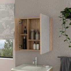FM FURNITURE Aria Mirrored Medicine Cabinet Pine -Laural Home Shop a141591003650d4c 7907 w800 h800 b0 p0
