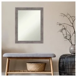 Amanti Art Pinstripe Plank Grey Narrow Non-Beveled Bathroom Wall Mirror - 21.5 X 27.5 In. -Laural Home Shop a1712fff02bddde8 6191 w800 h800 b1 p0