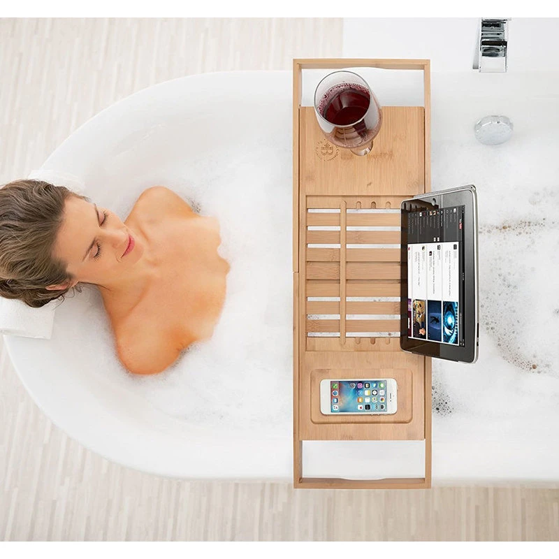 Bambusi By Belmint 100% Bamboo Bathtub Caddy With Extendable Sides 6 Bambusi By Belmint 100% Bamboo Bathtub Caddy With Extendable Sides - Image 4