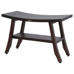 DecoTeak Satori Eastern Style Shower Stools With Shelf, 24", 28"