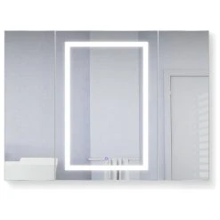 Krugg Reflections 48"x36" LED Medicine Cabinet, Dimmer/Defog, Makeup Mirror, And USB, Light Left