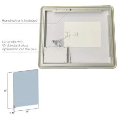 Altair Viaggi Rectangle Framed Bathroom/Vanity LED Wall Mirror, Brushed Gold, 36" -Laural Home Shop a271b551028610f4 8074 w800 h800 b1 p0