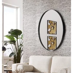 Mirrona LLC Decorative Round Mirror, Black, 24 -Laural Home Shop a2b1eb5d02867fd2 2337 w800 h800 b0 p0