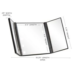 Impressions Vanity Company Nova Wireless LED Trifold Compact Mirror, Built-In LED, Black -Laural Home Shop a2c115670f176a06 8860 w800 h800 b1 p0