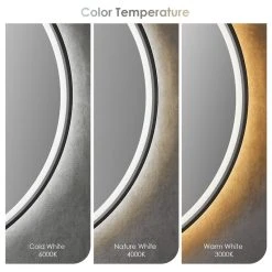 Altair Palme Round Framed Bathroom/Vanity LED Lighted Wall Mirror, Matte Black, 24" -Laural Home Shop a361b9a6028610d5 8092 w800 h800 b1 p0