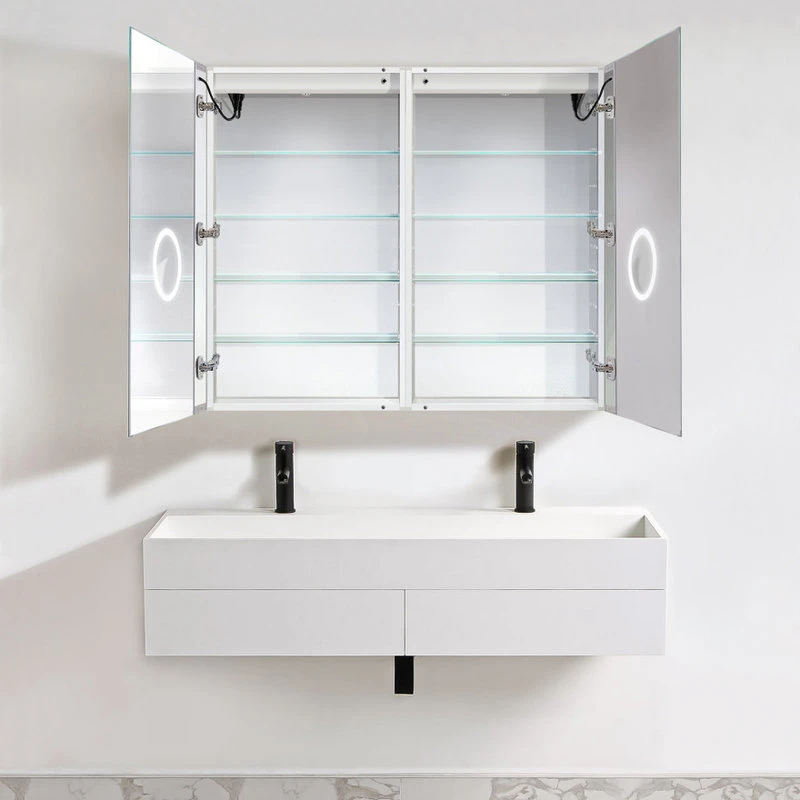 Krugg Reflections USA 48x42 Recessed Or Surface Mount Medicine Cabinet 12 Shelves, LED, Dual 6 Krugg Reflections USA 48x42 Recessed Or Surface Mount Medicine Cabinet 12 Shelves, LED, Dual - Image 4