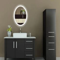 Krugg Reflections Oval LED Lighted Wall Mount Bathroom Mirror, Fog Free And Dimmable, 20"x30" -Laural Home Shop a411b6ce0daf3c28 7334 w800 h800 b0 p0