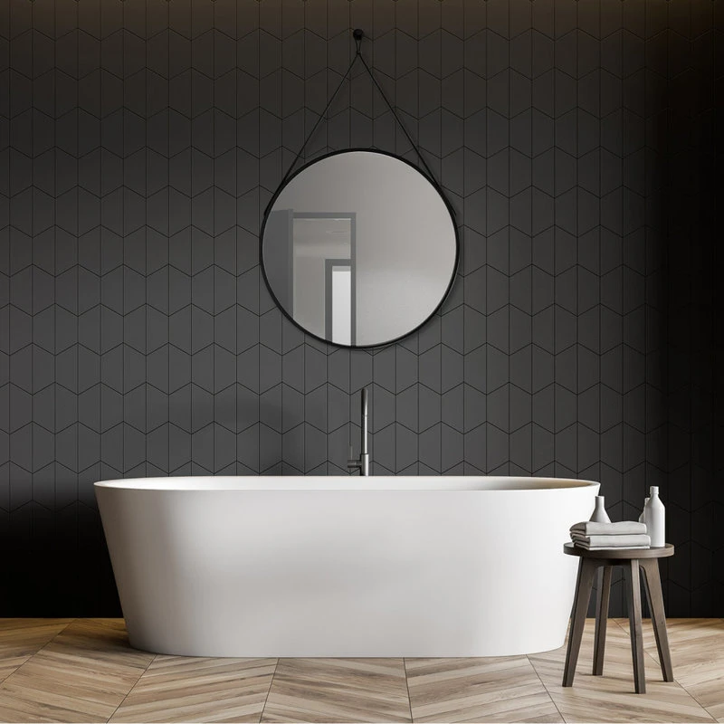 Altair Epoca 28" Circle Bathroom/Vanity Aluminum Framed Wall Mirror, Matt Black 11 Altair Epoca 28" Circle Bathroom/Vanity Aluminum Framed Wall Mirror, Matt Black - Image 9