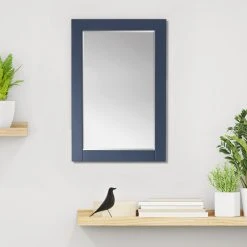 Altair Ivy Rectangular Bathroom Wood Framed Wall Mirror, Blue, 24" -Laural Home Shop a4f11509024482f6 5439 w800 h800 b0 p0