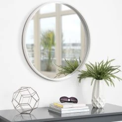 Uniek Travis Round Wood Accent Wall Mirror, White, 25.6diameter 11 Uniek Travis Round Wood Accent Wall Mirror, White, 25.6diameter -Laural Home Shop a56176400b845bc4 5047 w800 h800 b0 p0