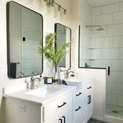 FrameMyMirror Highland Framed Rounded Rectangle Mirror, Black -Laural Home Shop a5919ffb02bcbf45 5113 w800 h800 b0 p0