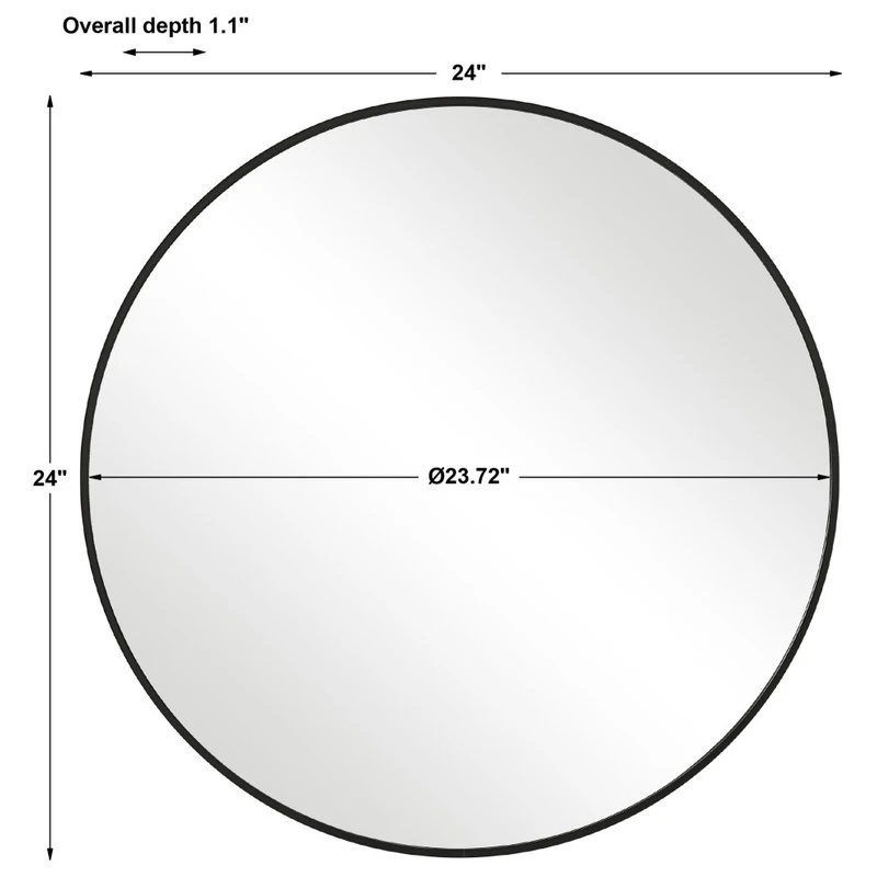 Vhomes Lights Contemporary 24" Round Vanity Bathroom Wall Mirror, Satin Black 5 Vhomes Lights Contemporary 24" Round Vanity Bathroom Wall Mirror, Satin Black - Image 3