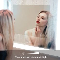 Kiva Rhyme 48"X36" Horizontal Wall Mounted LED Backlit Mirror, Bathroom Light Makeup Mirror 12 Kiva Rhyme 48"X36" Horizontal Wall Mounted LED Backlit Mirror, Bathroom Light Makeup Mirror -Laural Home Shop a5a132ec0dad6fc8 5554 w800 h800 b0 p0