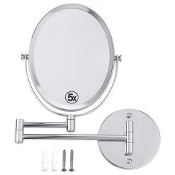 American Imaginations 16.95-in. W Oval Stainless Steel Wall Mount Magnifying Mirror In Chrome Color -Laural Home Shop a5b1b29400dbb449 2105 w800 h800 b1 p0