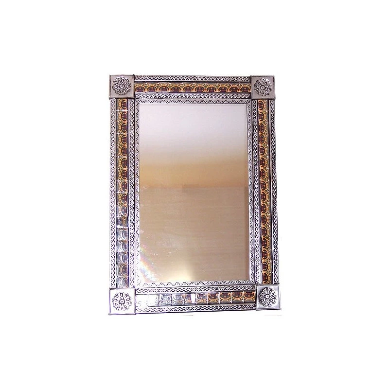 Fine Crafts & Imports Big Brown Greca C Mexican Tile Mirror 3 Fine Crafts & Imports Big Brown Greca C Mexican Tile Mirror