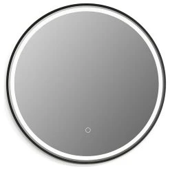 Altair Palme Round Framed Bathroom/Vanity LED Lighted Wall Mirror, Matte Black, 24"