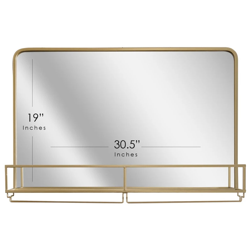 Head West, Inc. Gold Frame Rectangle Vanity Wall Mirror With Storage - 21.25" X 31.5" 7 Head West, Inc. Gold Frame Rectangle Vanity Wall Mirror With Storage - 21.25" X 31.5" - Image 5