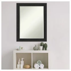 Amanti Art Shipwreck Black Narrow Petite Bevel Bathroom Wall Mirror 22 X 28 In. -Laural Home Shop a671e3d503b790c1 7805 w800 h800 b1 p0