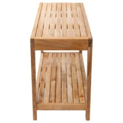 Nordic Style Natural Teak Spa Bench With Shelf, 35" -Laural Home Shop a69184490f246a4d 3745 w800 h800 b1 p0
