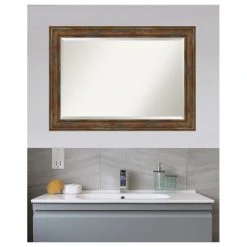 Amanti Art Alexandria Rustic Brown Beveled Wood Bathroom Wall Mirror - 42 X 30 In. -Laural Home Shop a6a16ce60c657c2e 6512 w800 h800 b1 p0