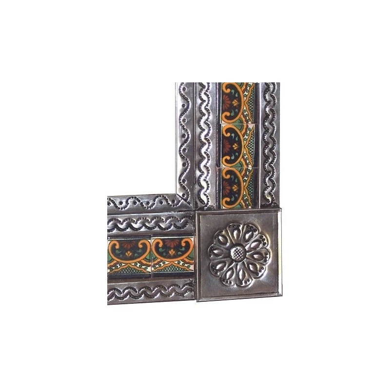 Fine Crafts & Imports Medium Silver Greca C Mexican Tile Mirror 4 Fine Crafts & Imports Medium Silver Greca C Mexican Tile Mirror - Image 2